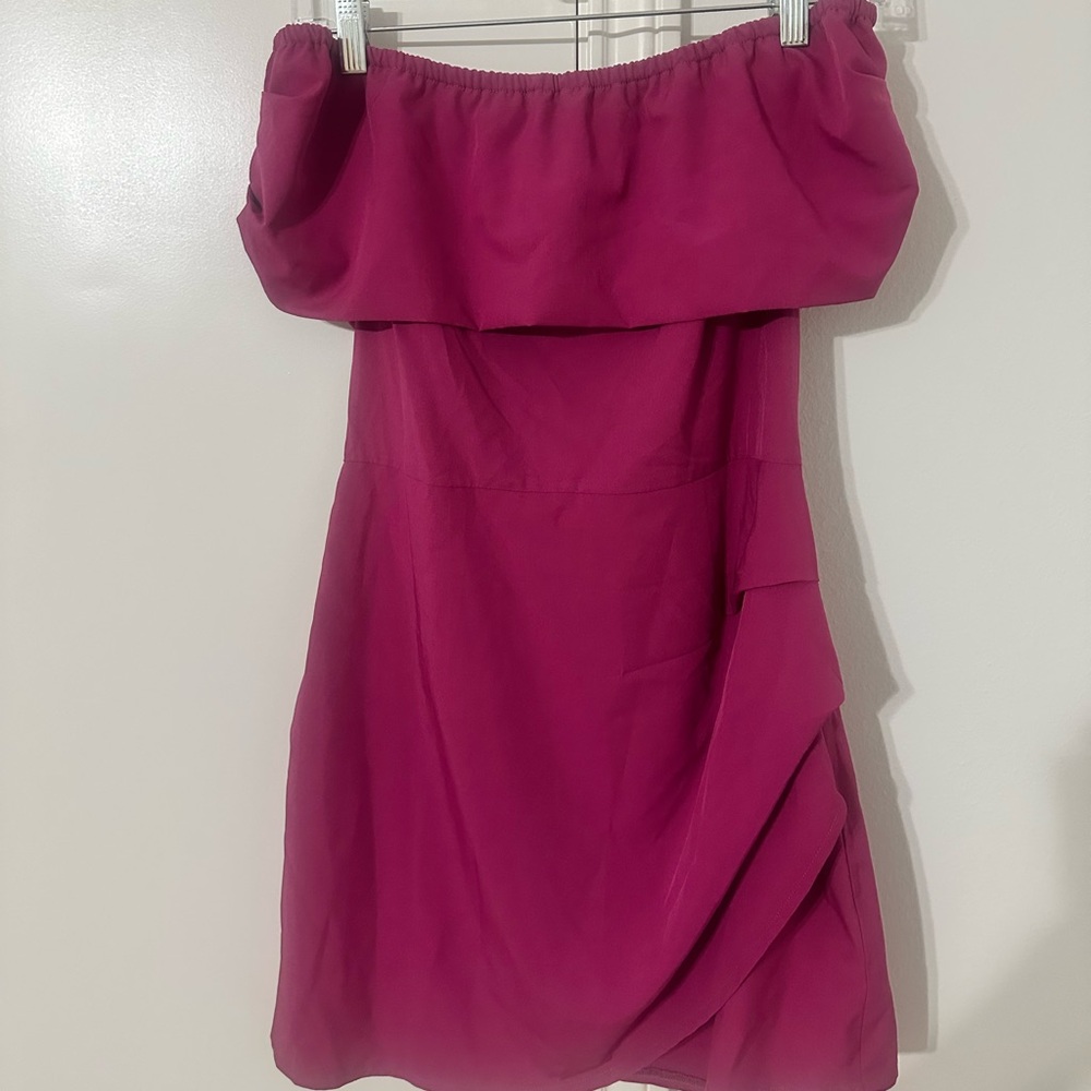 Nasty Gal Strapless Magenta Dress